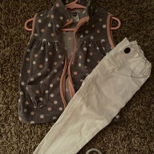 Adorable vest and white jeans